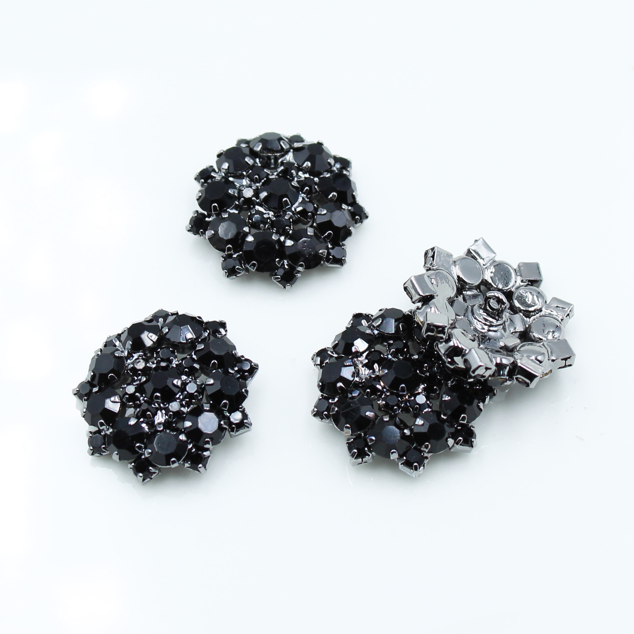 10Pcs 22MM All Black metal Rhinestone Buttons Shan... – Grandado