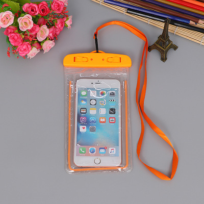 Vandtæt telefonpose svømmetasker med lysende undervandspose telefonetui camping skiløb tørpose universelt betræk 3.5-6 tommer: Orange