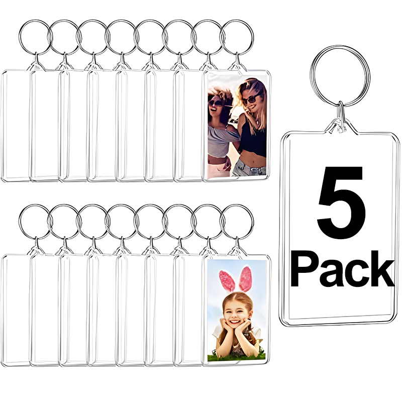 1/5pcs Acrylic Photo Frame Keychain Photo Insert Clear Acrylic Picture Keychains Blank Rectangle Clear Blank Picture Keyring