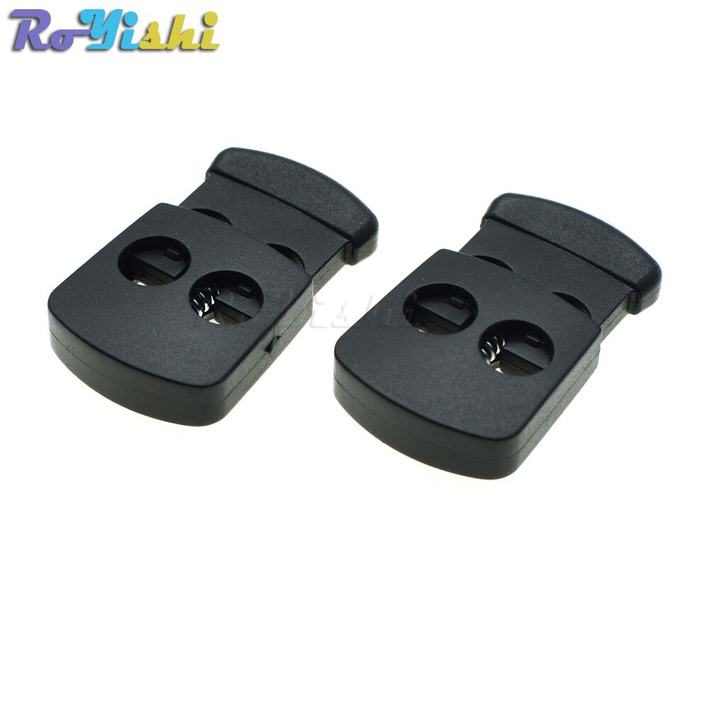 20pcs/pack 2 Holes Cord Lock Toggle Stopper Plastic Toggle Clip Black 30mm*18mm*5.5mm