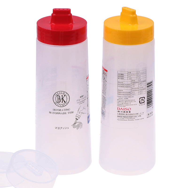 4 Holes 300ml Sauce Bottle Safe Resin For Ketchup Jam Mayonnaise Olive Oil Squeeze Dispenser Cruet Kitchen Accessories Tools