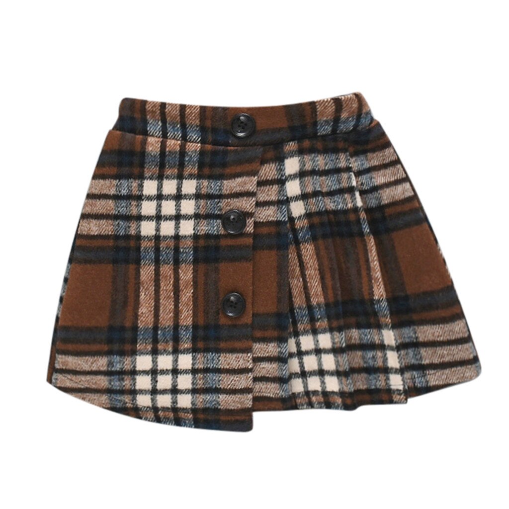 Pasgeboren Baby Baby Meisjes Plaid Rok Dikke Warme Prinses Overrok Baby Outfits Kleding Elastische Taille Knop Korte Rok Winter