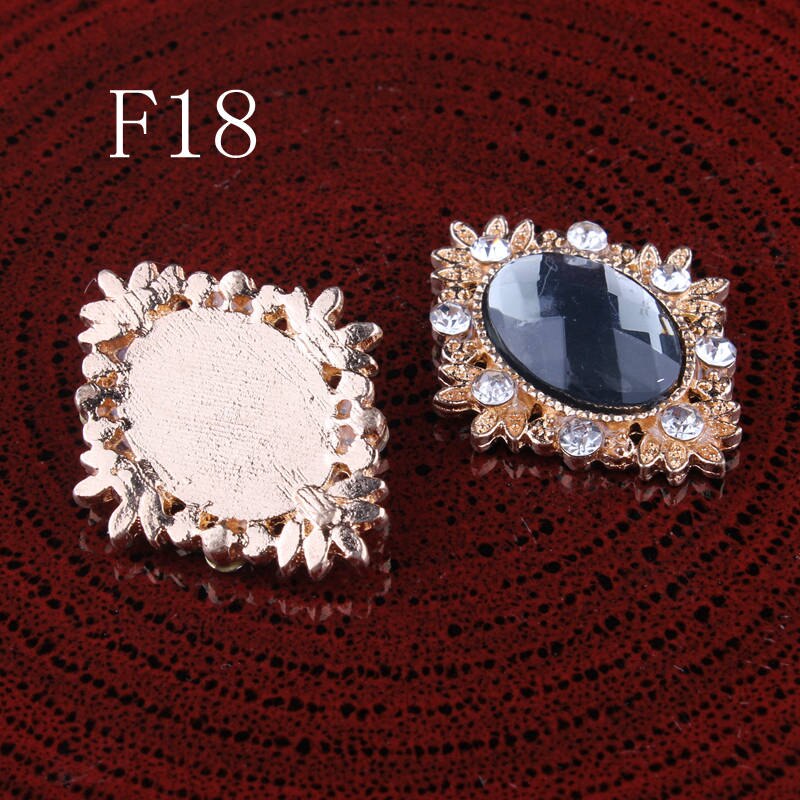 120 stuks/partij 18 kleuren bling paardenoog decoratieve platte kristalknopen voor haaraccessoires metalen strass-knopen voor knutselwerkjes: F18