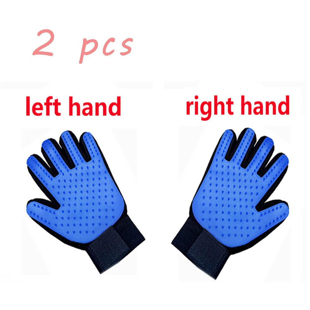 Gants de toilettage pour chat et chien, brosse pour éliminer les poils d&#39;animaux domestiques, peigne de nettoyage, gants de Massage: 2pcs Blue