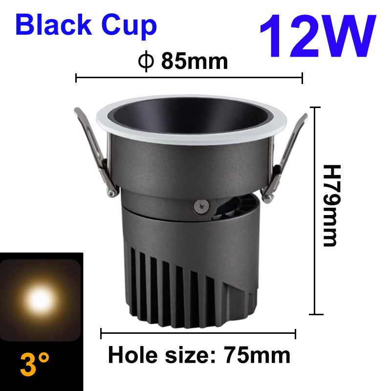 Led Spots Kleine Bundel Hoek Spot Licht Ingebed 12W 3 8 15 Graden Plafond Foco Voor Home Picture Art Museum Downlights Rond: Blauw / Blauw