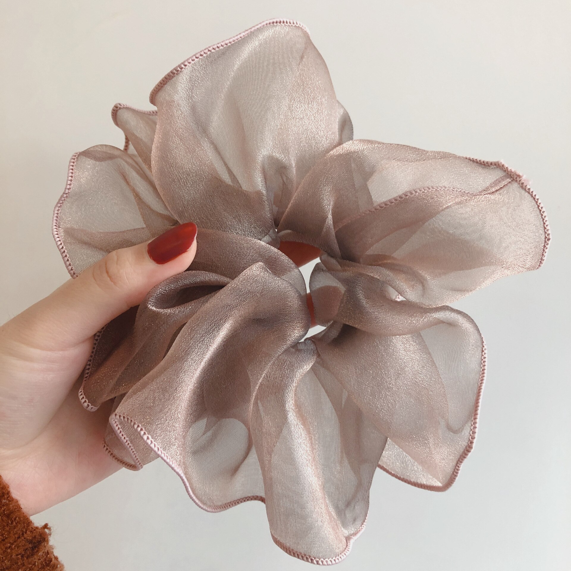 Cintas elásticas de encaje Kawaii para mujer, cintas brillantes para el pelo, coletero de malla transparente, accesorios para el cabello: coffee