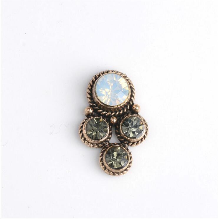 10 st/lot antika guldlegeringsknappar platt bak rhinestone embellishmen knappar gör-det-själv-tillbehör: F