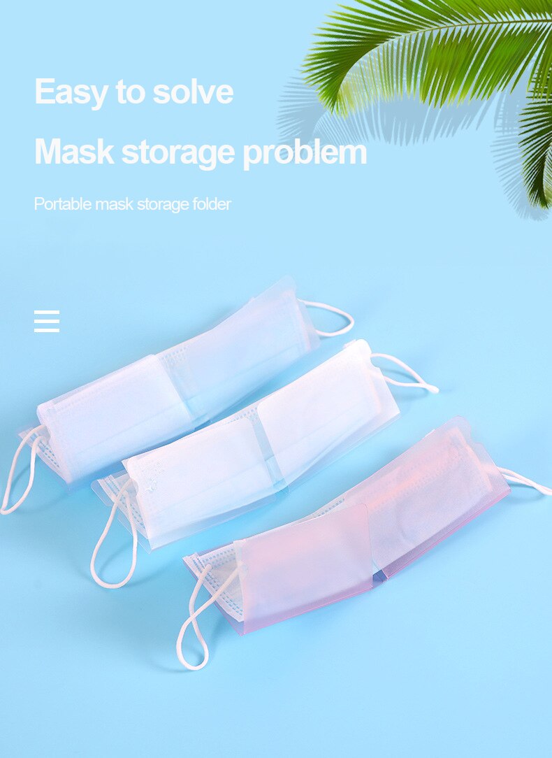 10 PCS PP Mask Storage Folder Foldable Temporary Storage Box Portable Plastic Bag Safe Storage Box Unisex Mask Storage Clip