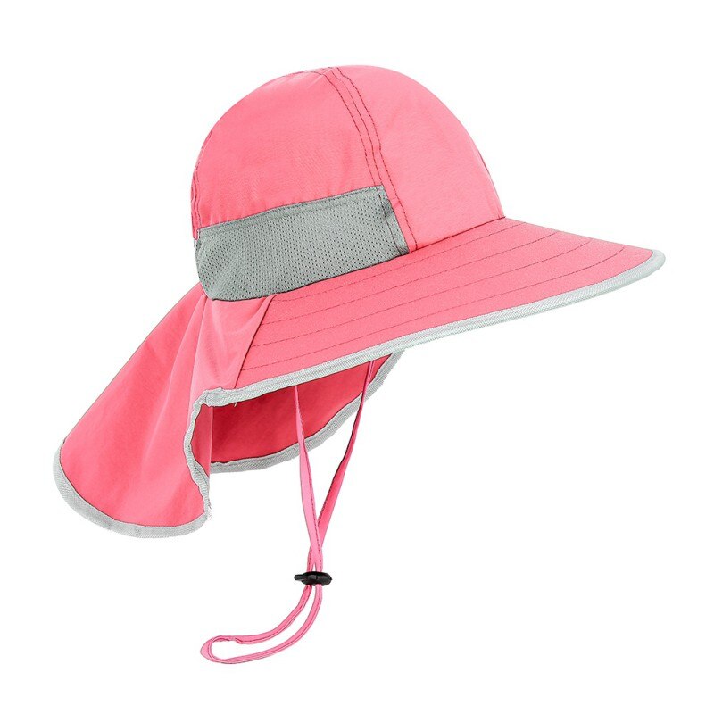 SPF 50 + cappello da sole per bambini cappelli da trekking all&#39;aperto regolabili cappellino da bambino estivo ragazzi viaggi spiaggia cappello da bambina cappelli sportivi per bambini: Rose Red