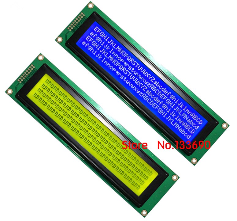 5v 40 x 4 4004 40*4 404 tegn lcd-modul gul grøn / blå led-baggrundsbelysning parallelport 18 ben  ks0066 splc 780