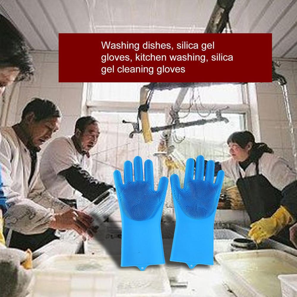 1 paio di Guanti in silicone per Lavare I Piatti Guanti Guanti di Lavaggio Spugna macchia Guanti di Gomma per la Cucina Giardino Strumenti di Pulizia