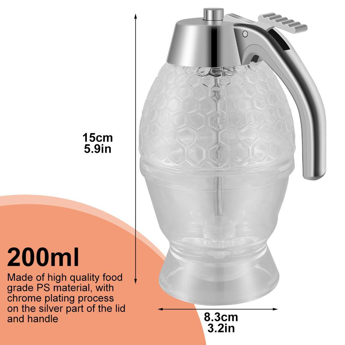 Glass/ABS Dispenser Pot Honey/Syrup Dispenser with Handle Honey Jar Syrup Dispenser For Cake Dessert Oil Dispenser Bottle: light green