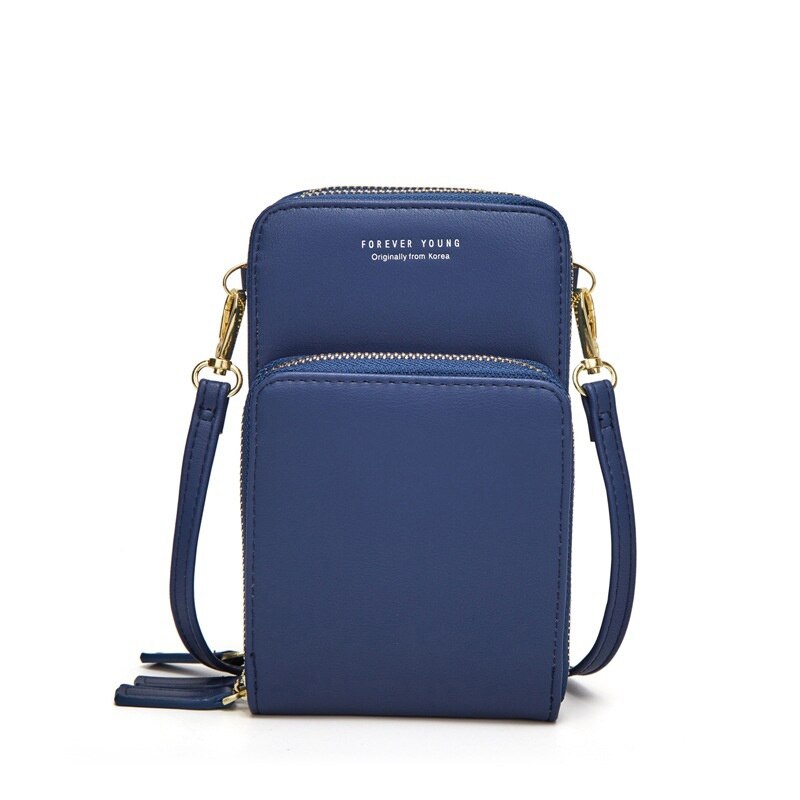 Korean Version Big Capacity Multifunction Sutdent Shoulder Bag Street Solid Color Portable Tote Handbag Crossbody Bag: Dark Blue