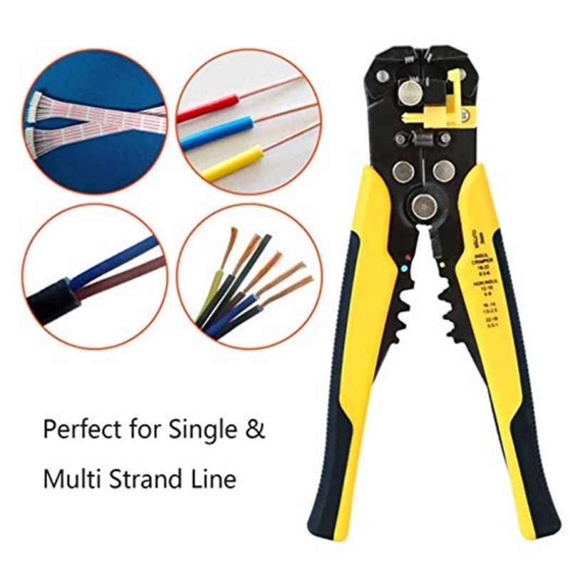 1Pc Kabel Wire Stripper Cutter Crimper Automatische Multifunctionele Tab Terminal Krimpen Strippen Tang Gereedschap 8 Inch