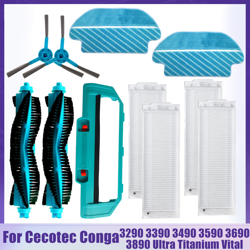 Pour Cecotec Conga 3290 3390 3490 3590 3690 3790 3890 aspirateur vitale Ultra titane filtre Hepa brosse principale pièces en tissu de vadrouille