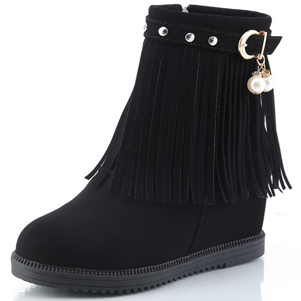 frange perle INS directe chaussures femme chaussons concis Rivet à la gland bottines femme: Black / 5