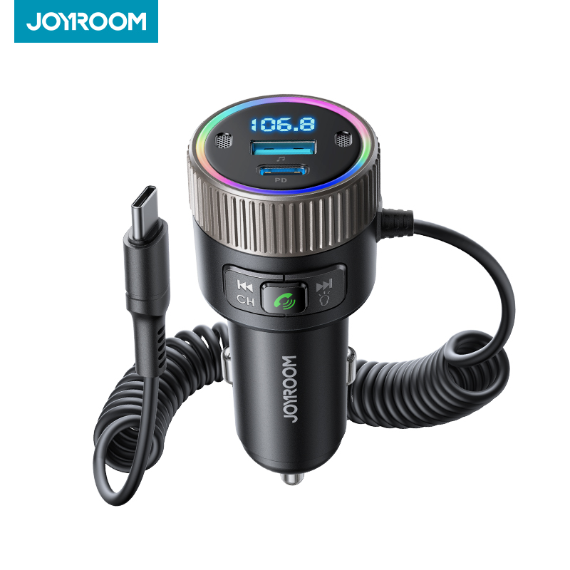 Transmisor FM Bluetooth 5,4 60W PD QC3.0 cargador de coche rápido micrófonos duales más fuertes HiFi sonido profundo adaptador de cargador USB C Joyroom