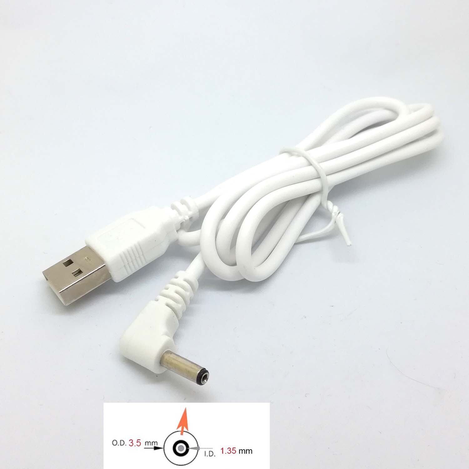 90 vinklet pc usb han  to 5v dc 3.5mm x 1.35mm tønde stik strømkabel ledning adapter hvid  c446