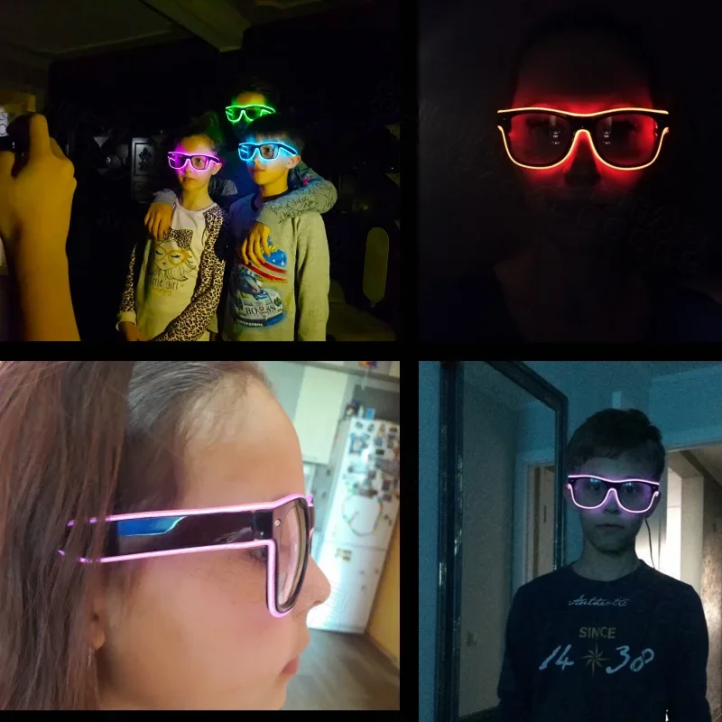1PC Flashing EL Wire LED Light Up Party SunGlasses Led Glasses Luminous Party Decorative Lighting Classic Novelty Bright