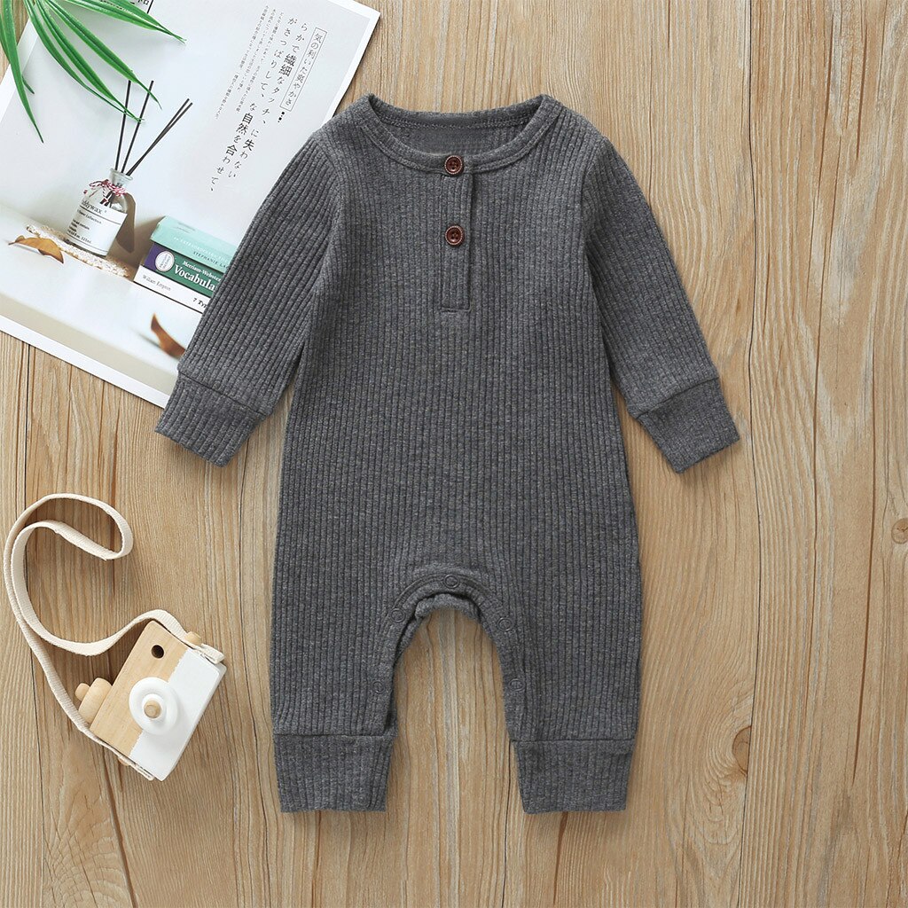 Neue Neugeborene Jungen kleidung Mädchen sommer Herbst Kleidung Einteiliges Strickte Feste Lange Hülsenspielanzug Gesamt Kleidung Outfit