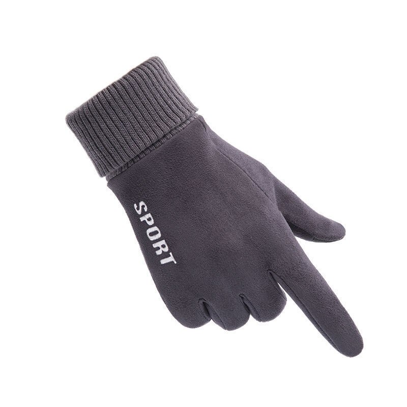 Xiaomi Winter Warm Full Finger Gloves Men Women Touch Screen Gloves Outdoor Sports Skiing Gloves Non-slip Suede Cycling Gloves: Women gray
