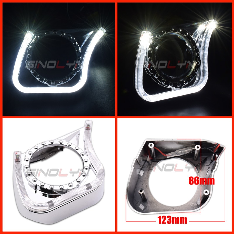 Sinolyn-proyector LED de Ojos de Ángel, faro DRL, bisel de lentes, bisel de lentes, 2,5 '', H1 WST, accesorio de lente de faro bi-xenón