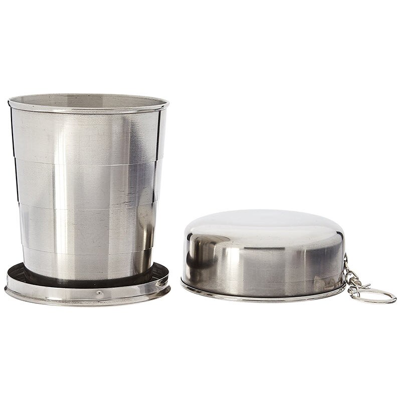 Mini Stainless Steel Wine Glasses Portable Outdoor Camping Picnic Travel Folding Collapsible Metal Drinking Cups Telescopic Mug: L 4 fold 240ml cup