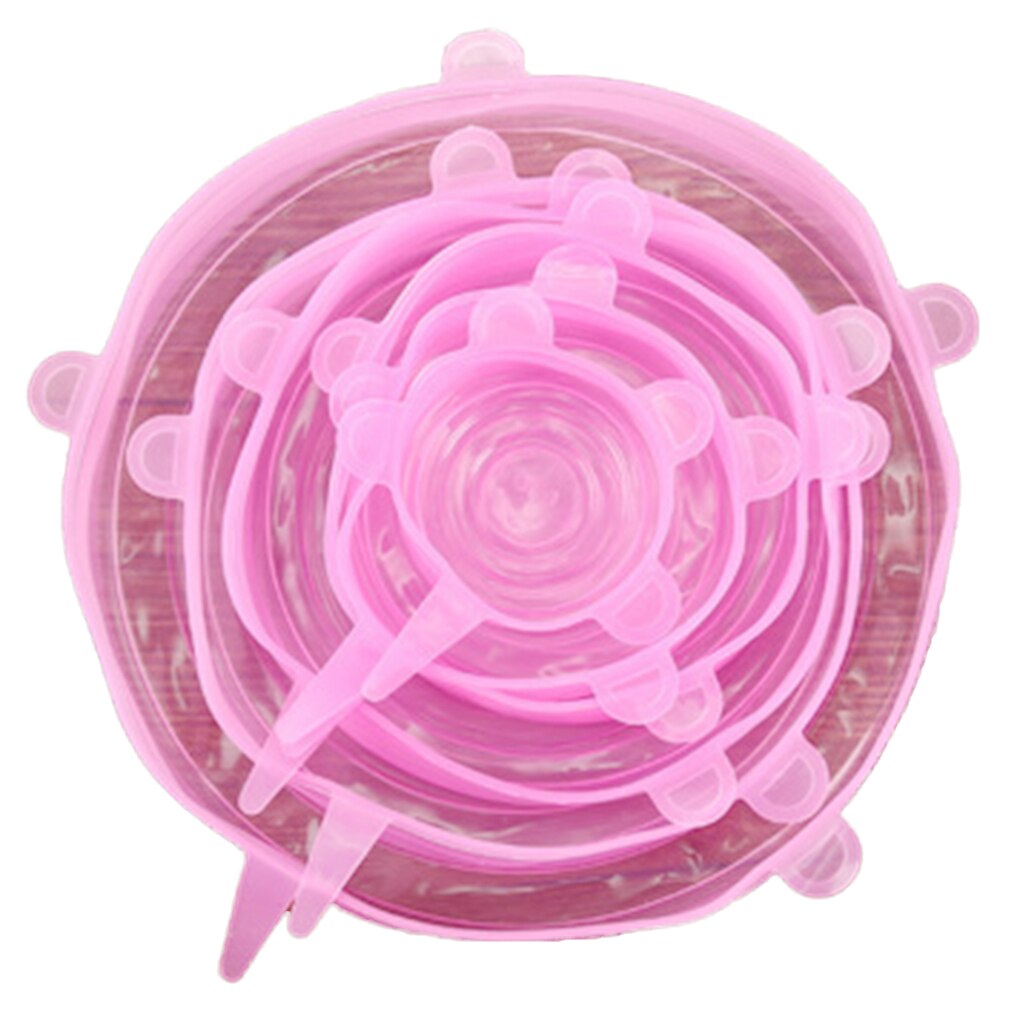 6 pcs Reusable Silicone Stretchable Lids Universal Lid Silicone Cling Film Bowl Pot Lid Silicone Cover