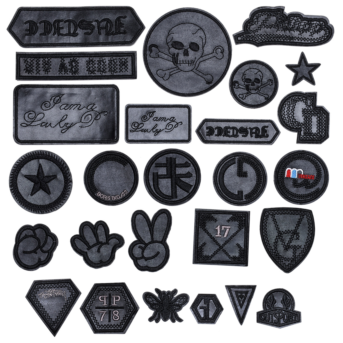 Parche de PU de cuero negro, pegatina de tela para reparación, insignias bordadas, parches para pantalones de cuero vaquero, apliques para ropa, parches para planchar