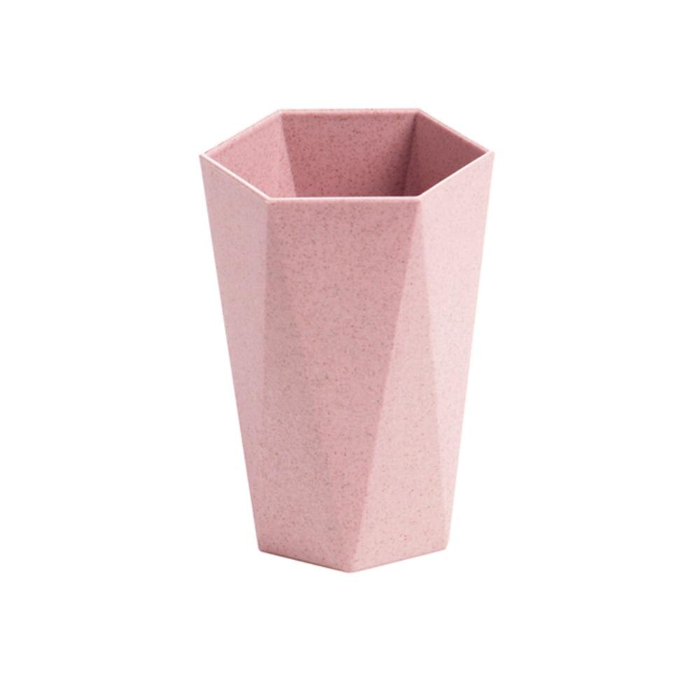 Rhombus badkamer beker nordic plastic beker badkamer tandenborstelhouder rietje beker gemakkelijk vast te pakken wassen drinken thuis badkamer: Roze