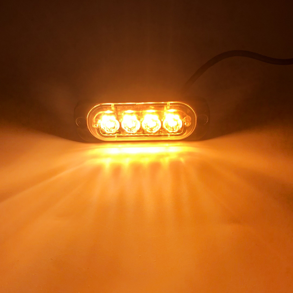 4 led-varsellys for bil, lang, lys grill, hvit, gul, for 12v 24v lastebil, tilhenger, sidelys, nødlys, politi, rotorlykt, signal: Grønn