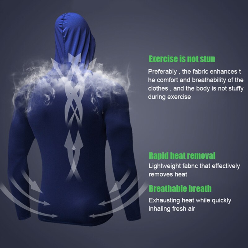 Men Sports Training Hooded Coat Quick Dry Long Sleeve Workout Athletic Hoodie Jackets Mens Running Jackets Fitness Sports Coat