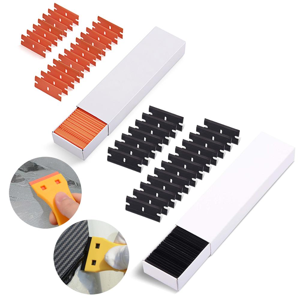 EHDIS 200 pièces vinyle raclette de rechange en plastique lame de rasoir carbone Film emballage grattoir voiture outil fenêtre verre eau essuyer teinte nettoyant