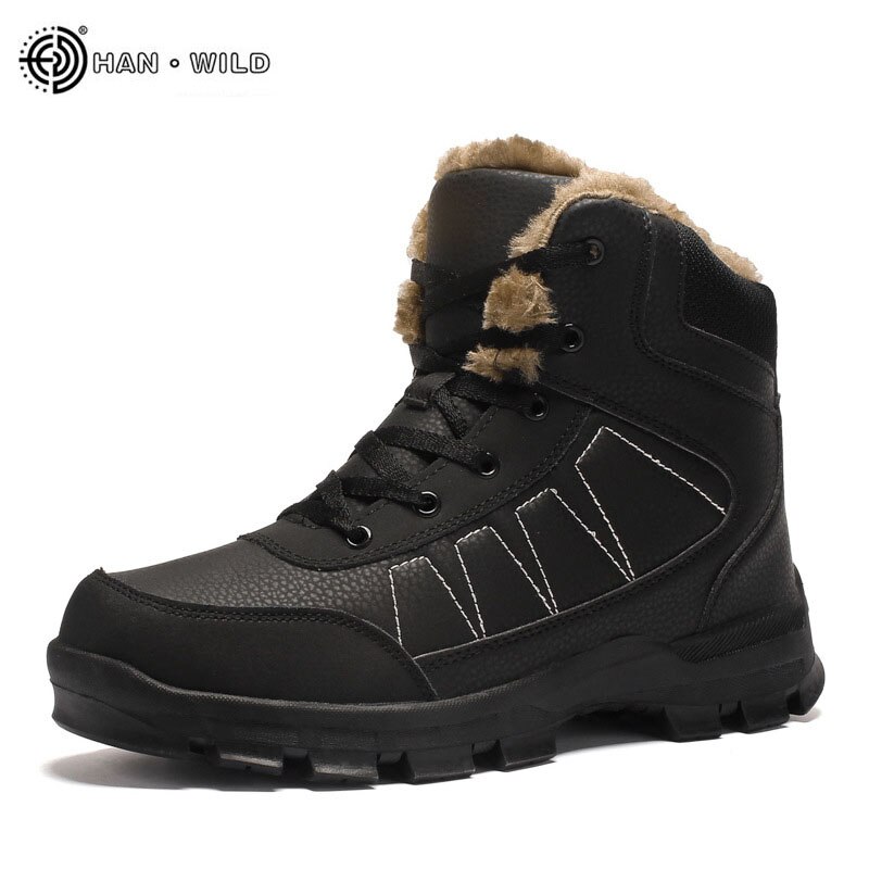 Mens Schnee Stiefel Winter Wasserdichte Warme Pelz Spitze hoch lässig Schuhe Herren hoch oben Leder Mann Knöchel Schnee Stiefel