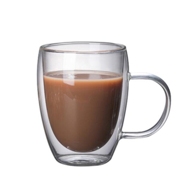 Hoge capaciteit dubbelwandige glazen bekers bier koffiebekers hittebestendige drinkbekers theemokken transparant drinkgerei: B 350ml