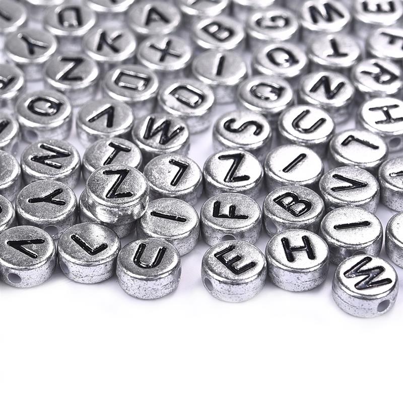 100pc Mixed English Letter Acrylic Beads Flat Heart Alphabet Number Beads For Charms Bracelet Necklace For Jewelry Making DI: 18