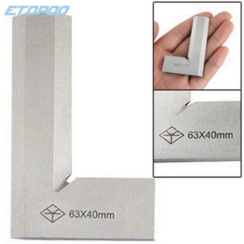 Stainless Steel 63 x 40mm Bladed L Angle Try Square Measure Ruler