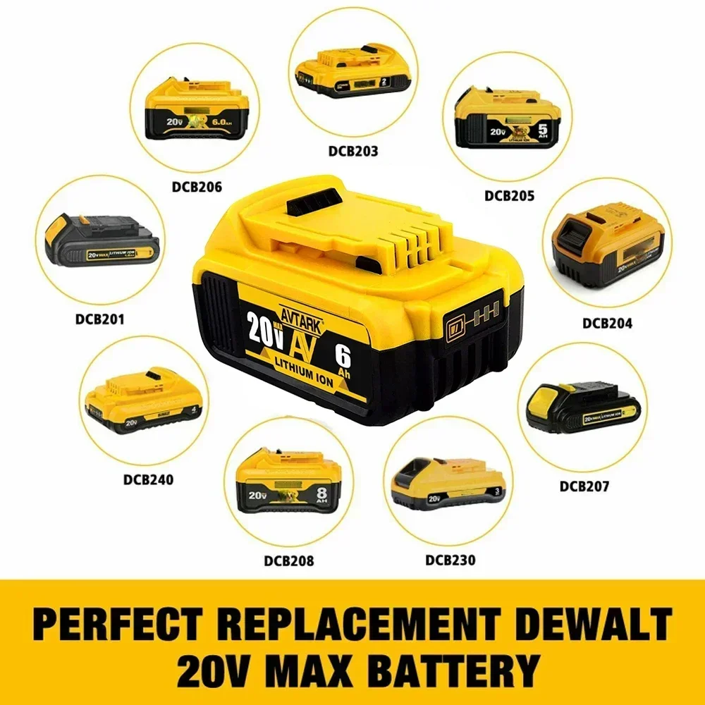 DCB200 20V Akku kompatibel mit Dewalt Power Tools 18V 12Ah wiederaufladbare Elektrowerkzeug-Lithiumbatterien 20V 18Volt 18V 12Ah