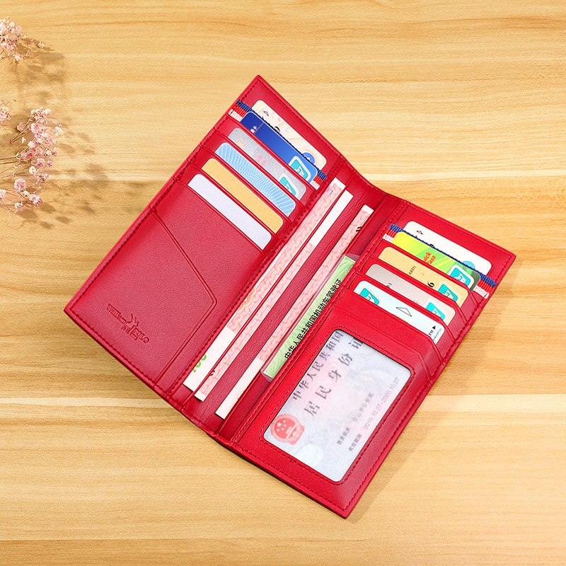 Kvinders anti-tyveri børste lang læder dame ultra-tynd kort taske stor kapacitet tegnebog enkel