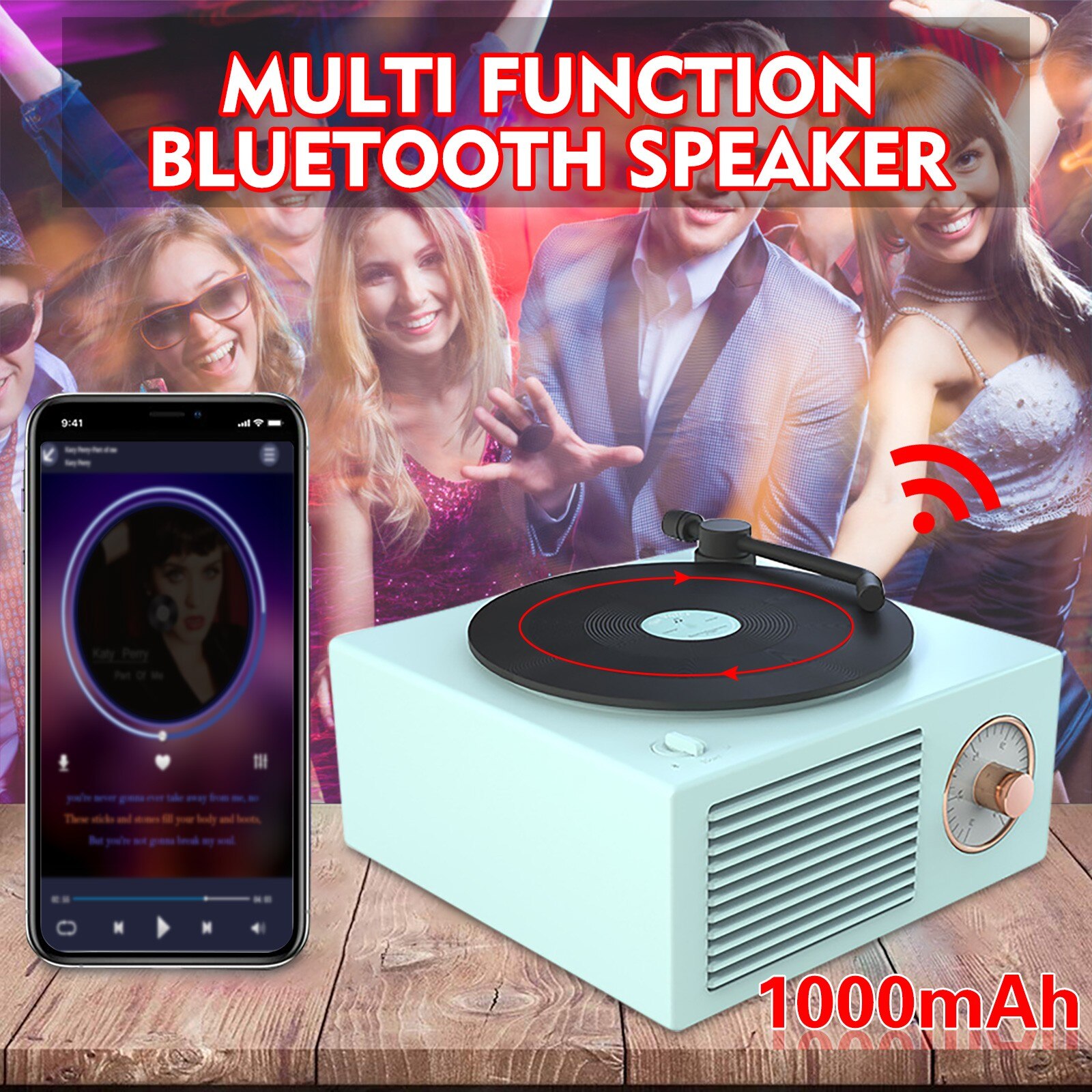 Retro Bluetooth 5.0 Vinyl Record Player Speaker Strong Bass Tf Card Portable Top Standard Super High Sound