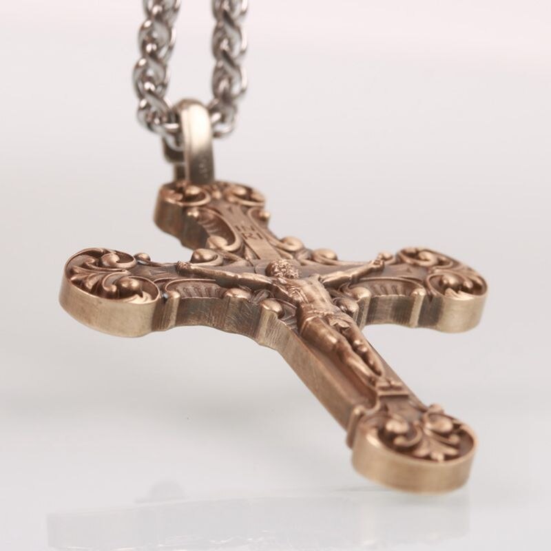 24 Inch Ketting Cross Sales H62 Messing Mannen Jusus Christus Religieuze Kruisbeeld Hanger Jezus Cn (Oorsprong) Metalen