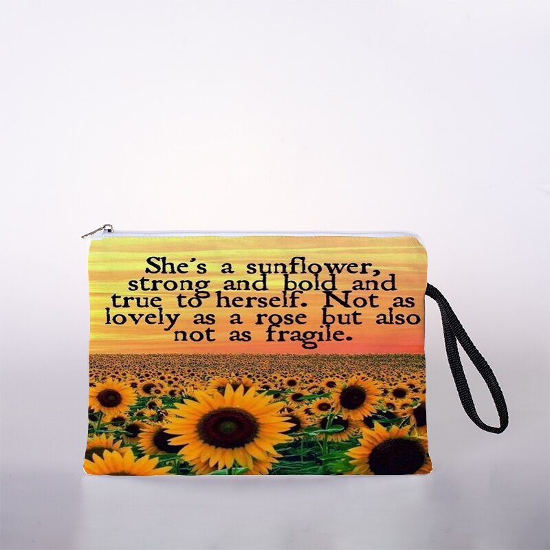 Kosmetyczka z nadrukiem słonecznika torba podróżna na zewnątrz dziewczyna kosmetyki dla kobiet torba kosmetyczka worek robić przechowywania panie pudełko na kosmetyki: 6