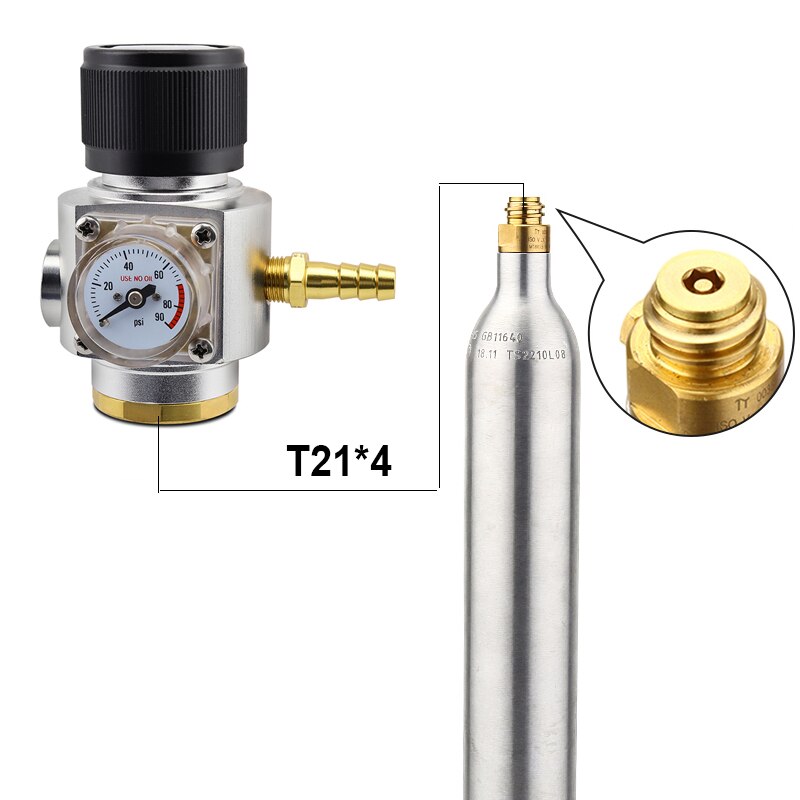 Cerveja em casa Garrafa de Refrigerante CO2 Mini Carregador de Regulador de Gás CO2 T21 * 4 0-90 PSI Keg Carregador para europeu Garrafa de Refrigerante Cerveja Kegerator