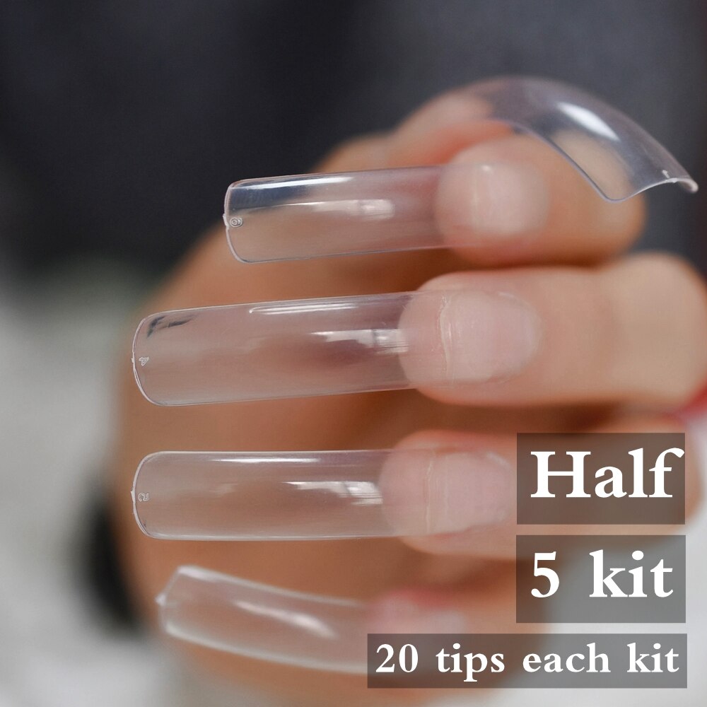 Kit de manicura francesa, puntas de media uña, transparente, cuadrada, DIY, 24 Uds.: L3000x5