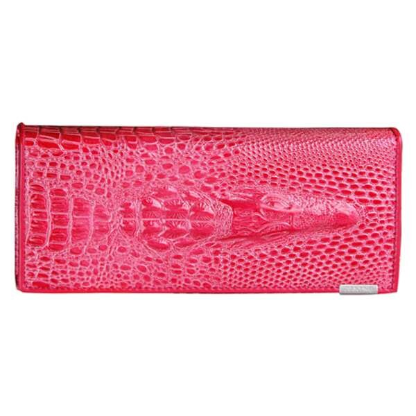 Genuine Leather 3D Embossing Alligator Ladies Crocodile Long Clutch Wallets Women Wallet Female Coin Purses Holders Brand: Pink