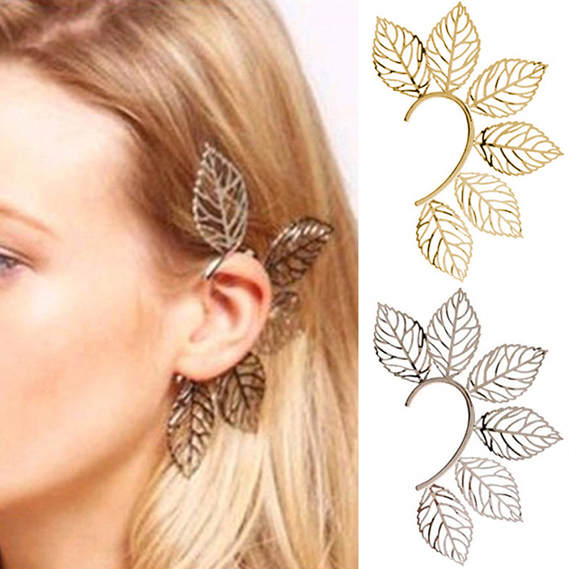 LNRRABC Cute Ear Cuff Big Earrings for Women Jewelry Boho Gold Silver Leaf No EarHole Clip Earring Bijoux Femme