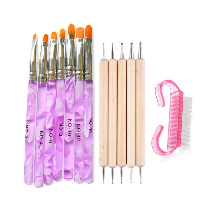 Addfavor 15 stk akryl neglekunst pensel uv gel polish maleri tegne pensler pen negle prik kit ren pensel manicure værktøj sæt
