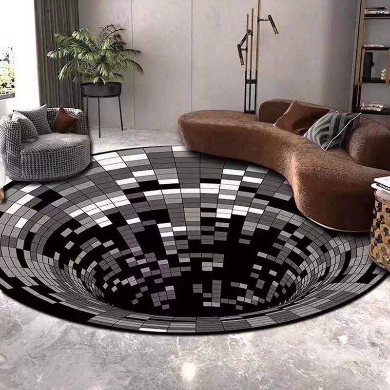 3D Swirl Print Optical Illusion Area Rug Carpet Floor Pad Doormat Home Decor