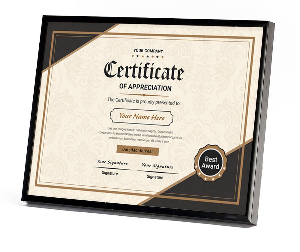 Certificaat Frame Diploma Frame 8.5X11 "Aluminium Award Frame Half Ronde Profiel Voor Muur Geen Schildersezel
