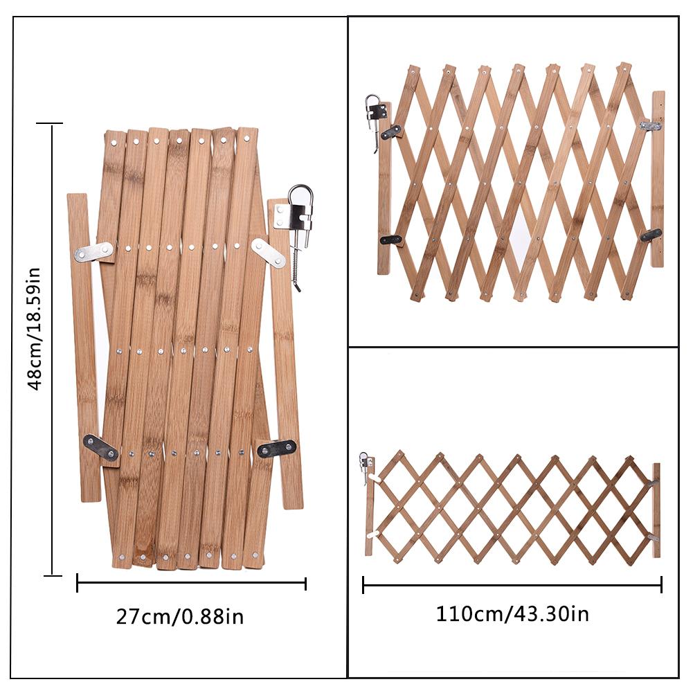 Valla plegable de madera para mascotas, puerta corredera retráctil portátil para gato, perro y mascota, puerta de aislamiento de seguridad